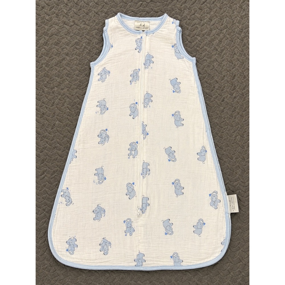 Aden + Anais for Target Muslin Sleep Sack Elephant Print Blue White Small 0-6M